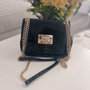 Michael Kors Black Python Embossed Leather Crossbody/Shoulder Bag